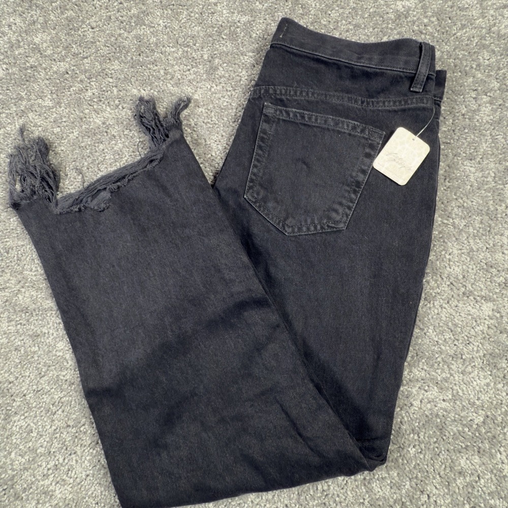 We The Free People Maggie Mid Rise Straight Leg Jeans Washed Black 29 **READ**